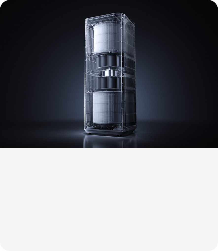 Purifies a room in 1.6min